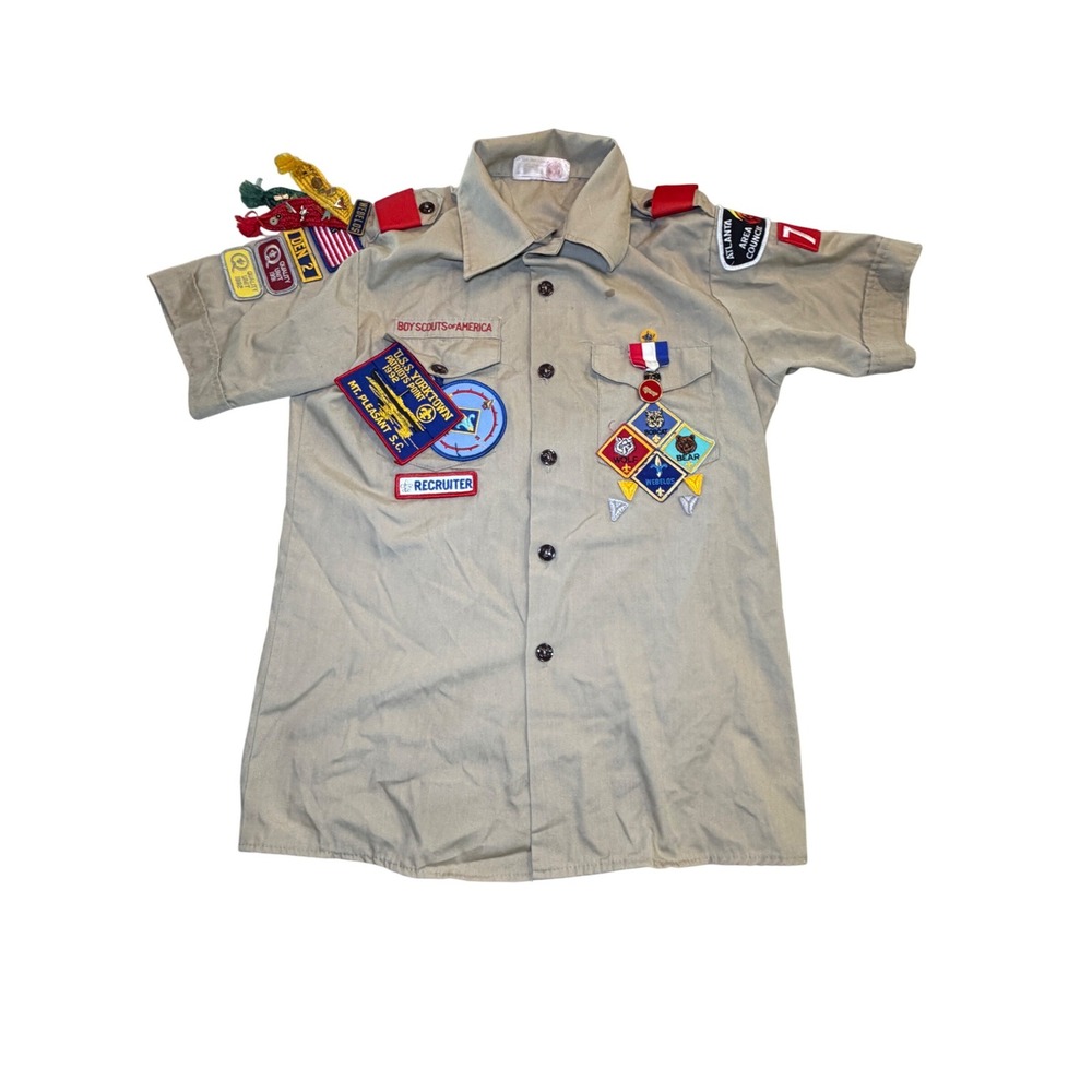 Vintage Boy Scouts of America Uniform Shirt Patches Pins 80s-90s Atlanta Council